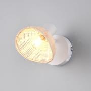 Reality Leuchten Vägglampa Calvi, vit, naturrotting, Ø 13 cm, strömbry...