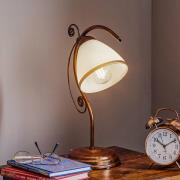 Lamkur Bordslampa Roma, metall, glas, vit, brun, höjd 39 cm