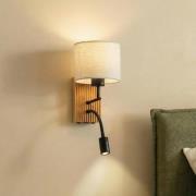 Lucande vägglampa Lieske, 39 cm, beige, textil, läslampa