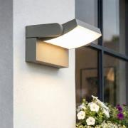 Lindby LED-utomhusvägglampa Sherin, grå, IP54, vinklingsbar