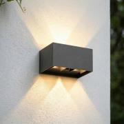 Lindby LED-utomhusvägglampa Nivar, svart, 4 lampor, 20 cm, IP54