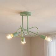 HELAM Taklampa Oxford, grön, metall, 3 lampor, E27