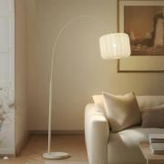 Lindby båglampa Helin, beige, textil, höjd 198,5 cm