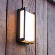 LUTEC LED-utomhusvägglampa QUBO, mörkgrå, höjd 22 cm, metall, IP54