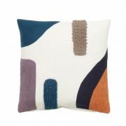 Nordal - Cushion cover, white w/blue/orange embr.