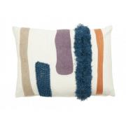 Nordal - Cushion cover, white w/blue/orange embr.
