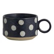 Nordal - GRAINY tea cup w. handle, dark blue/sand