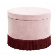 Nordal - Pouf, rose corduroy w/burgundy fringes