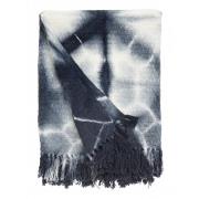Nordal - Blanket, tie-dye, dark blue w/fringes