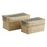 Nordal - Seagrass storage basket,s/2,black/nature