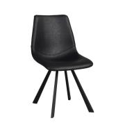 Rowico Home - Auburn stol svart konstläder/svarta metall ben