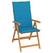 vidaXL Trädgårdsstol med blå dynor massivt teakträ