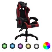 vidaXL Gamingstol med RGB LED-lampor vinröd och svart konstläder