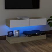 vidaXL TV-bänk med LED-belysning vit och sonoma-ek 90x35 cm