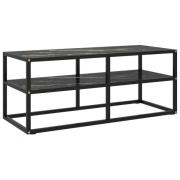 vidaXL Tv-bänk svart med svart marmor glas 100x40x40 cm