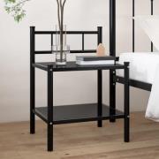 vidaXL Sängbord svart 45x34x60,5 cm metall och glas