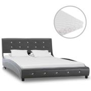 vidaXL Säng med madrass grå konstläder 120x200 cm