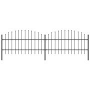 vidaXL Trädgårdsstaket med spjuttopp stål (0,75-1)x3,4 m svart