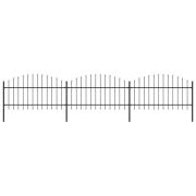 vidaXL Trädgårdsstaket med spjuttopp stål (1-1,25)x5,1 m svart