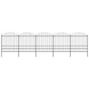 vidaXL Trädgårdsstaket med spjuttopp stål (1,75-2)x8,5 m svart