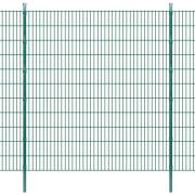 vidaXL 2D Stängselpaneler med stolpar 2008x2230 mm 42 m grön