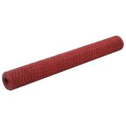 vidaXL Hönsnät stål med PVC-beläggning 25x1,2 m röd