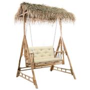 vidaXL 2-sits hammock med palmblad och dyna bambu 202 cm