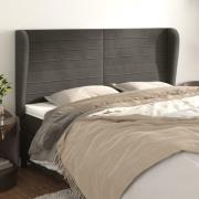 vidaXL Sänggavel med kanter mörkgrå 203x23x118/128 cm sammet