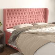 vidaXL Sänggavel med kanter rosa 183x23x118/128 cm sammet