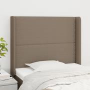 vidaXL Sänggavel med kanter taupe 103x16x118/128 cm tyg