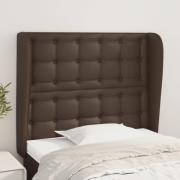 vidaXL Sänggavel med kanter brun 93x23x118/128 cm konstläder