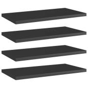 vidaXL Hyllplan 4 st svart högglans 40x20x1,5 cm konstruerat trä