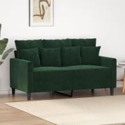 vidaXL Soffa 2-sits mörkgrön 120 cm sammet