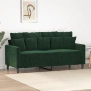 vidaXL Soffa 2-sits mörkgrön 140 cm sammet