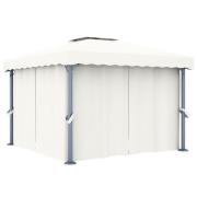 vidaXL Paviljong med draperi 3x3 m gräddvit aluminium