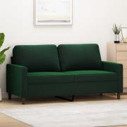 vidaXL Soffa 2-sits mörkgrön 140 cm sammet