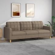 vidaXL 3-sitssoffa taupe 210 cm tyg