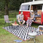 Bo-Camp Utomhusmatta Chill mat Lewisham 2,7x3,5 m XL svart och vit