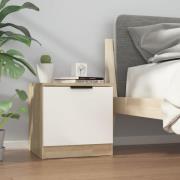 vidaXL Sängbord vit och sonoma-ek 40x39x40 cm