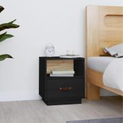 vidaXL Sängbord svart 40x34x45 cm massiv furu