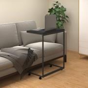 vidaXL Sidobord med hjul svart 55x35x70 cm konstruerat trä