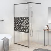 vidaXL Duschvägg 100x195cm ESG-glas med stendesign svart