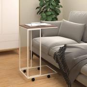 vidaXL Sidobord med hjul vit 40x30x63,5 cm konstruerat trä