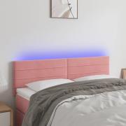 vidaXL Sänggavel LED rosa 144x5x78/88 cm sammet