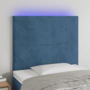 vidaXL Sänggavel LED mörkblå 80x5x118/128 cm sammet