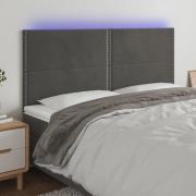 vidaXL Sänggavel LED mörkgrå 200x5x118/128 cm sammet