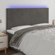 vidaXL Sänggavel LED mörkgrå 200x5x118/128 cm sammet