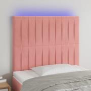 vidaXL Sänggavel LED rosa 90x5x118/128 cm sammet