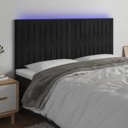 vidaXL Sänggavel LED svart 160x5x118/128 cm sammet