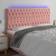 vidaXL Sänggavel LED rosa 200x7x118/128 cm tyg